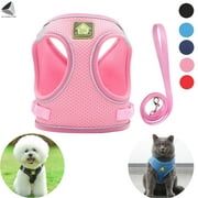 PULLIMORE No Pull Dog Harness No Choke Reflective Pet Vest Adjustable Breathable Mesh Harnesses with Leash for Small Dogs Cats Walking (M, Pink)