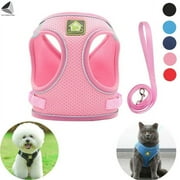 PULLIMORE No Pull Dog Harness No Choke Reflective Pet Vest Adjustable Breathable Mesh Harnesses with Leash for Small Dogs Cats Walking (S, Pink)