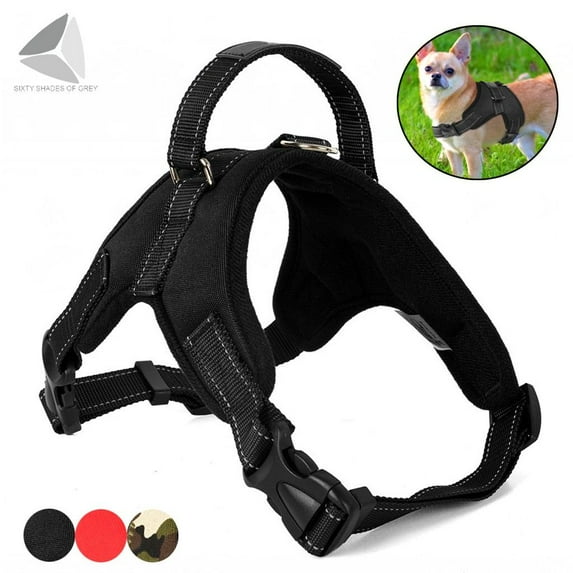 PULLIMORE No-Pull Dog Harness Safety Reflective Pet Vest , Adjustable Dog Walking Harness Comfort Control for Small Medium Large Dogs (Black, S)