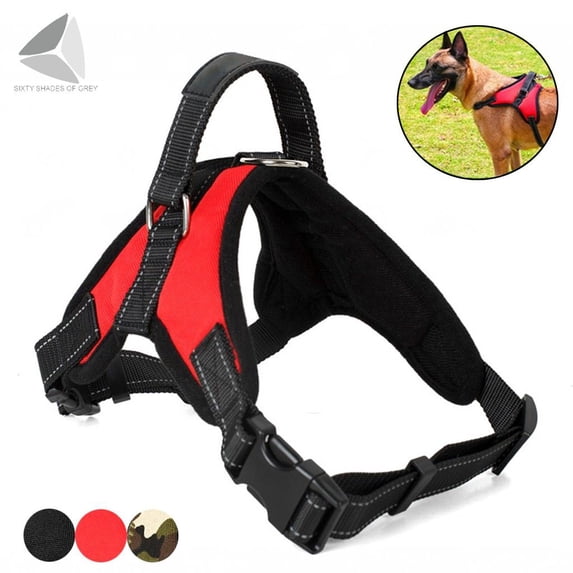 PULLIMORE No-Pull Dog Harness Safety Reflective Pet Vest , Adjustable Dog Walking Harness Comfort Control for Small Medium Large Dogs (Red, M)