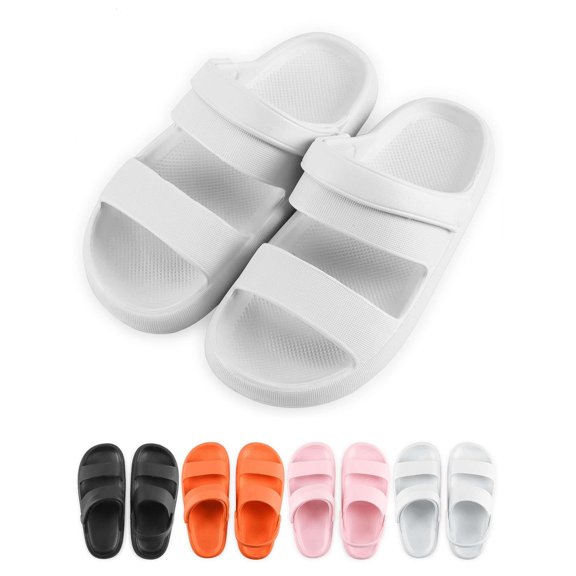 PULLIMORE Non-Slip Clouds Slippers for Women and Men, Open Toe Double Strap Sandals for Indoor Outdoor Shower Bathroom