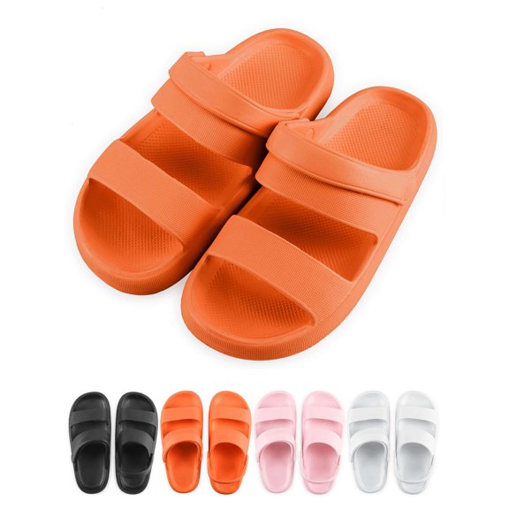 PULLIMORE Non-Slip Clouds Slippers for Women and Men, Open Toe Double Strap Sandals for Indoor Outdoor Shower Bathroom
