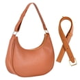 thumbnail image 1 of PULLIMORE PU Leather Crescent Shoulder Bag - Adjustable 2-Strap Purse for Women, Fits Phone/Wallet (Brown), 1 of 8