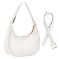 thumbnail image 1 of PULLIMORE PU Leather Crescent Shoulder Bag - Adjustable 2-Strap Purse for Women, Fits Phone/Wallet (White), 1 of 8