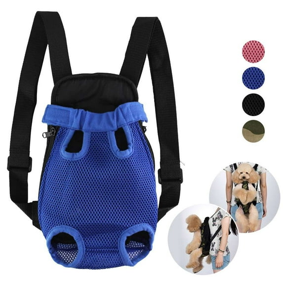 PULLIMORE Pet Carrier Backpack Front Pack, Dog Cat Carrier Travel Bag Adjustable Straps Legs Out for Small Medium Pets (M, Blue)