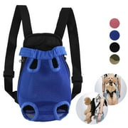 PULLIMORE Pet Carrier Backpack Front Pack, Dog Cat Carrier Travel Bag Adjustable Straps Legs Out for Small Medium Pets (S, Blue)