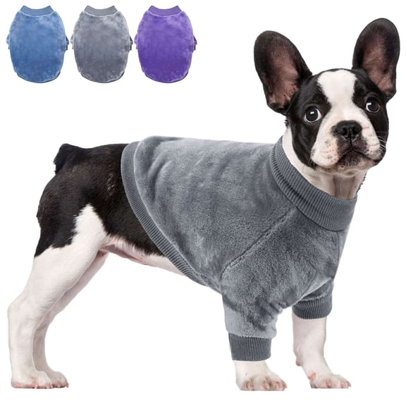 PULLIMORE Pet Dog Clothes Plush Dog Sweater Soft Thickening Warm Pup Dogs Shirt Winter Puppy Sweater (Gray,L)