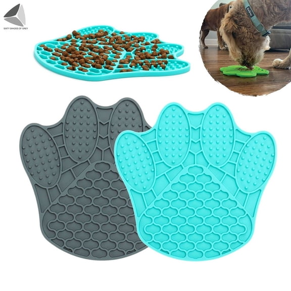 PULLIMORE Pet Slow Feeder Mat Raw Paws Silicone Non Slip Dog Feeding Mat for Training Dog Anxiety Relief (Blue)