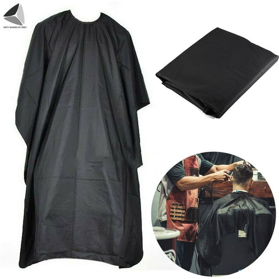 PULLIMORE Professional Barber Cape Waterproof Salon Gown with Velcro for Hair Cutting Dye Coloring (Black)