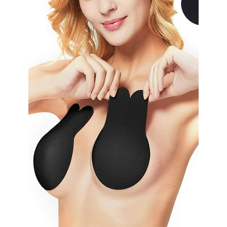 Memoryee Women's Boob Tape, Strapless Push Up Adhesive Silicone Invisible Rabbit  Bra with 4pcs Reusable Lifting Bra Cups Nipple Cover, Lift Body Tape for  A-G Cup Large/Beige+Black-2pair/M : : Fashion