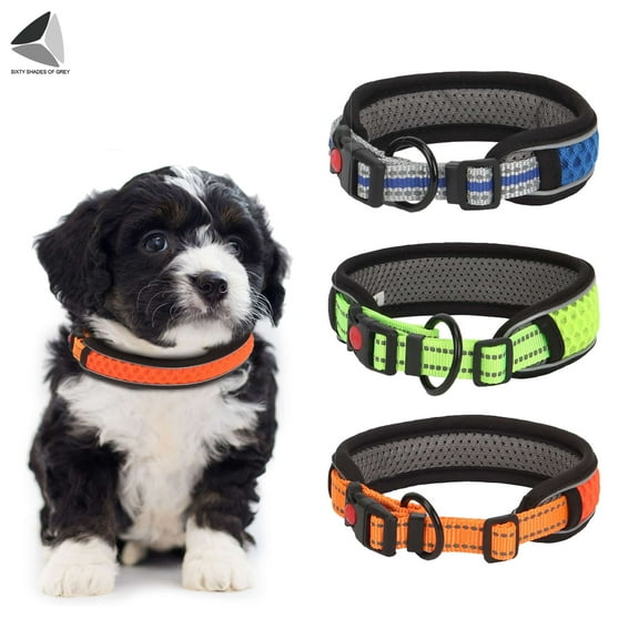 PULLIMORE Reflective Dog Collar, Breathable Mesh Cloth Adjustable Pet Collar Puppy Essentials for Small Medium Large Pets Supplies (Blue,S)