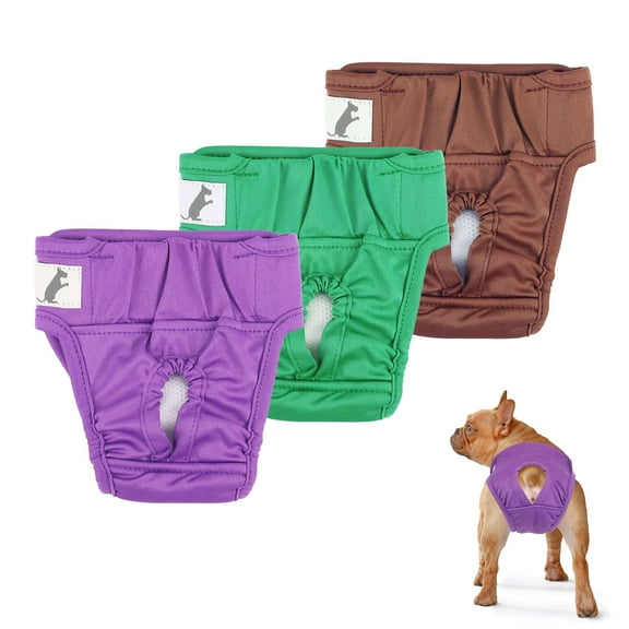PULLIMORE Reusable Washable Dog Diapers Pack of 3, Thickened Highly Absorbent Pet Physiological Pant for Small Medium Female Dogs