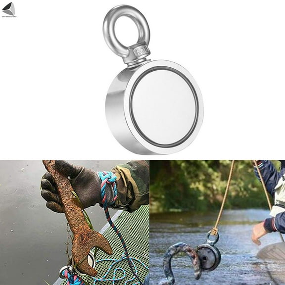 PULLIMORE Round Double Sided Fishing Magnet Super Strong Neodymium 176 / 264 LBS Pulling Force