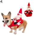 thumbnail image 1 of PULLIMORE Santa Christmas Pet Costume Funny Santa Clause Riding Dog Apparel Xmas Dressing Up Clothes for Small Medium Dog (Size L), 1 of 9