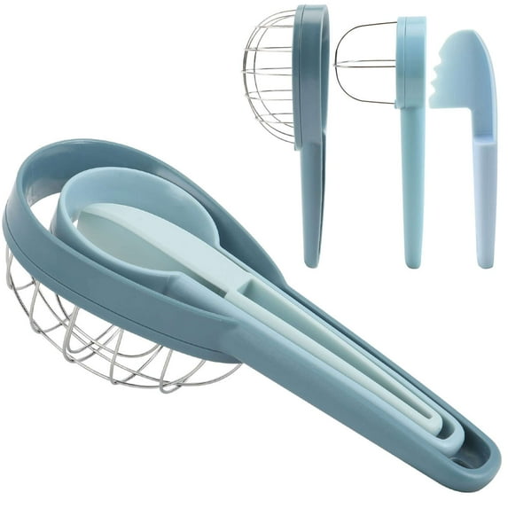 PULLIMORE Set of 3 Avocado & Kiwi Tool - Stainless Steel Dicer, Peeler & Pitter for Easy Prep (Blue)