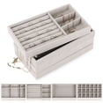 thumbnail image 1 of PULLIMORE Set of 4 Stackable Jewelry Organizer Trays, Jewelry Drawer Inserts Container Display Case Storage for Earring Necklace Rings Bracelet, 1 of 10