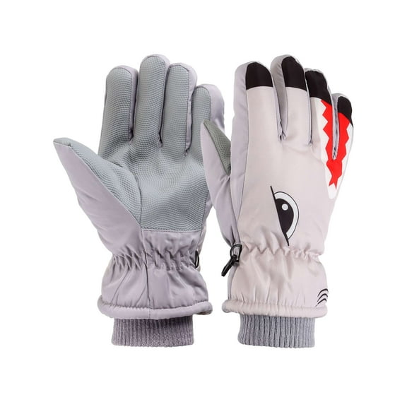 PULLIMORE Shark Kids Winter Gloves - Water-Repellent, Non-Slip Grip, 8-14 Years