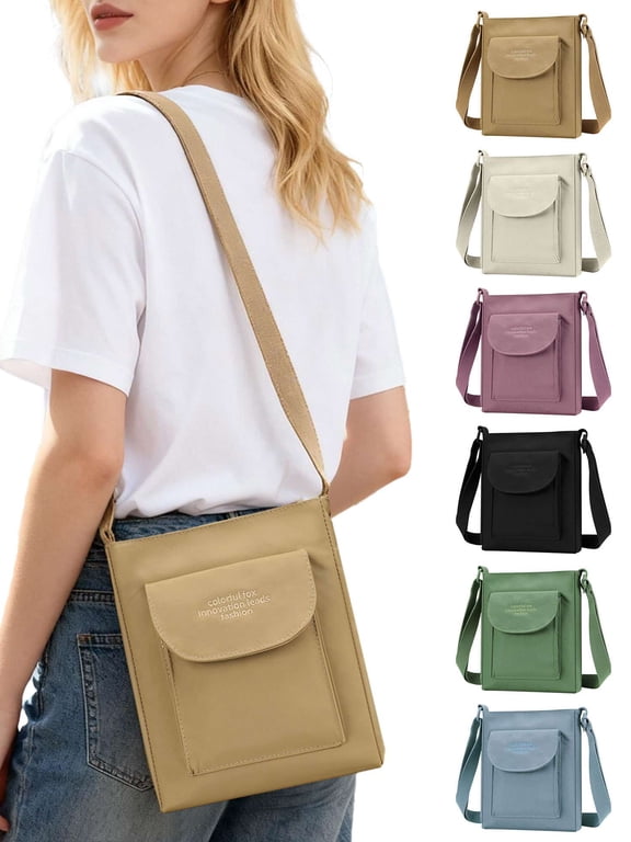 Small Crossbody Bags for Women Lightweight Waterproof Nylon Mini Cell Phone Purses Handbag Shoulder Bag, White