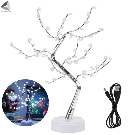 PULLIMORE Snowflake Star Bonsai Tree Lights 60 LED Artificial Fairy Night Light Christmas Spirit Tree Lamp