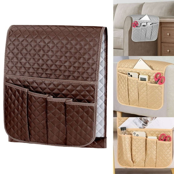 PULLIMORE Sofa Armrest Organizer Armchair Sofa Bedside Storage Pockets Bag for Cellphone, TV Remotes, Books, Magazines (Coffee)