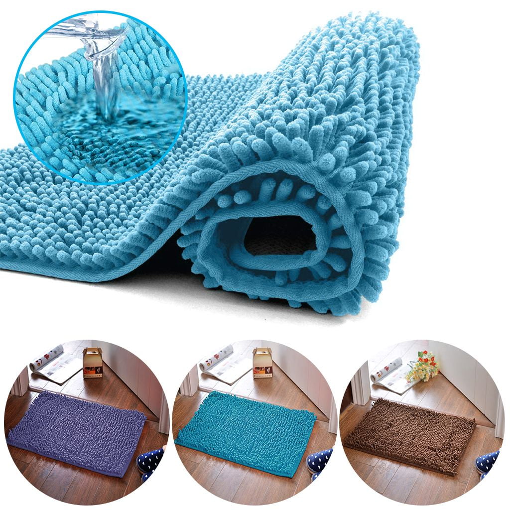 PULLIMORE Soft Microfiber Shaggy Non-Slip Bathroom Shower Rugs Carpet ...