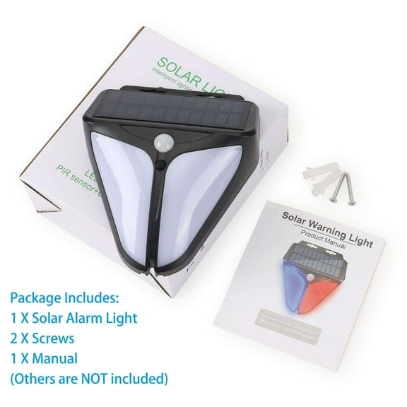 PULLIMORE Solar Motion Sensor Alarm Light - 129dB Security Strobe with 4 Modes, IP65 Waterproof