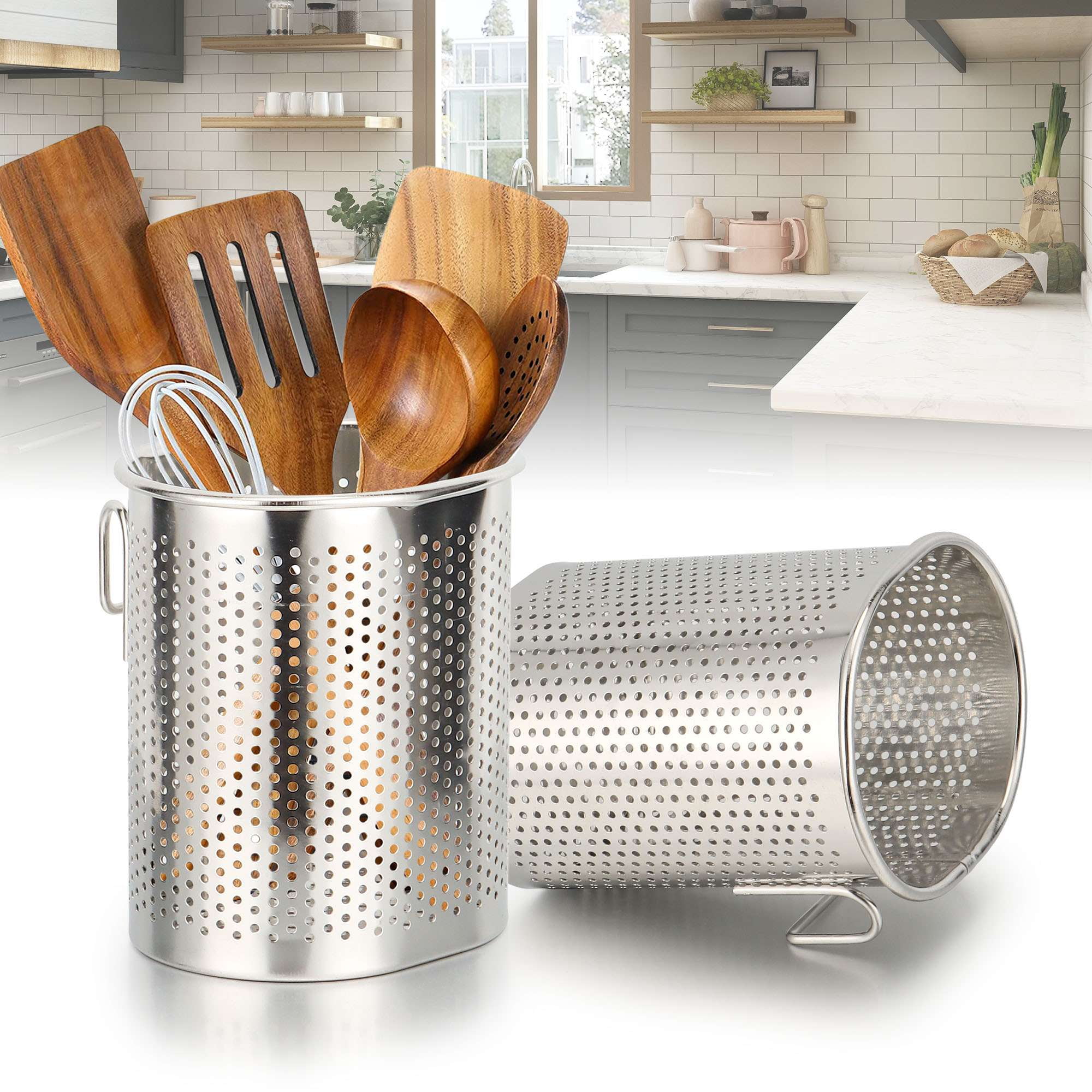 PULLIMORE Stainless Steel Cooking Utensil Holder, Kitchen Utensil ...