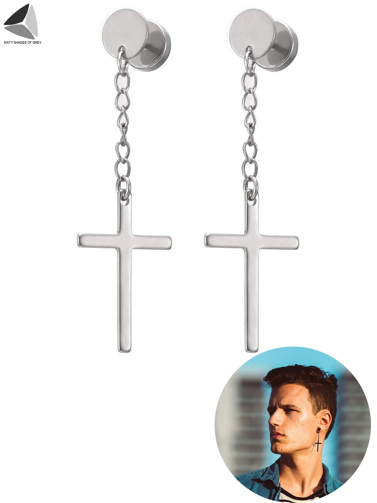Circle sale cross earrings