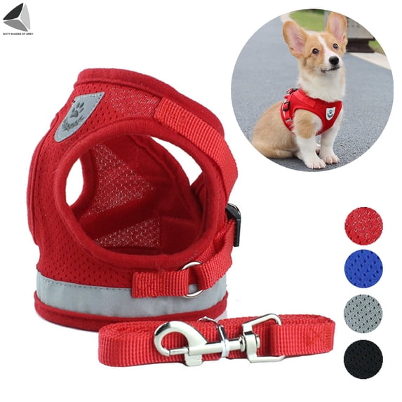 PULLIMORE Step-in Air Dog Harness Pet Vest No Pull No Choke Adjustable Dog Harnesses with Reflective for Small Dogs Cats (L, Red)