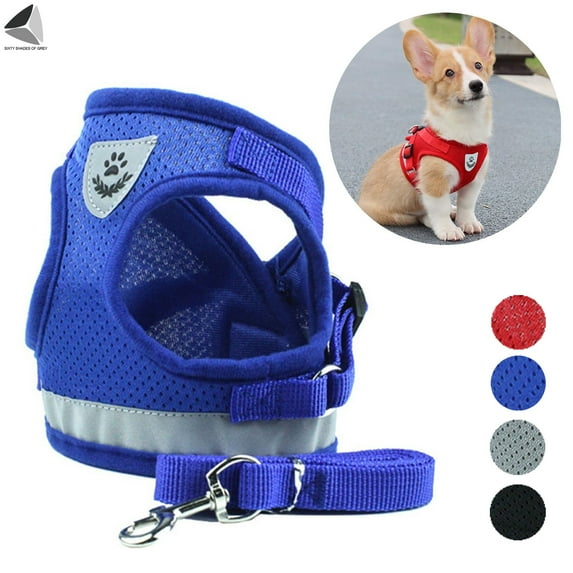 PULLIMORE Step-in Air Dog Harness Pet Vest No Pull No Choke Adjustable Dog Harnesses with Reflective for Small Dogs Cats (M, Blue)