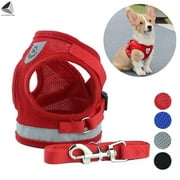PULLIMORE Step-in Air Dog Harness Pet Vest No Pull No Choke Adjustable Dog Harnesses with Reflective for Small Dogs Cats (S, Red)
