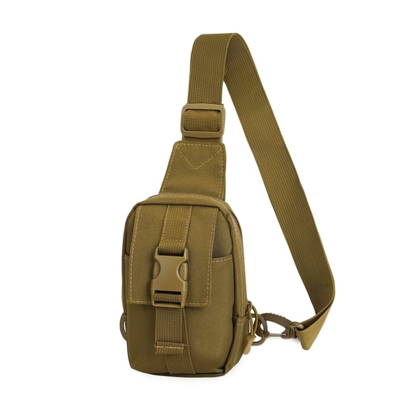 PULLIMORE Men's Waterproof Chest Bag - Adjustable Strap, 3 Storage Pockets for Hiking & Travel (Brown)