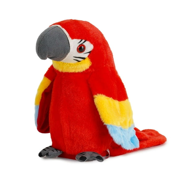 PULLIMORE Talking Macaw Parrot Plush Toy - Repeats & Flaps Wings, Interactive Stuffed Animal, Fun Gift for Kids & Adults
