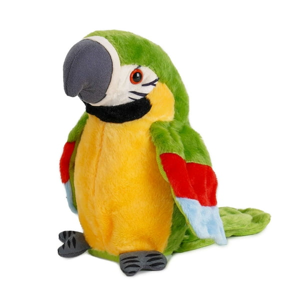 PULLIMORE Talking Macaw Parrot Plush Toy - Repeats & Flaps Wings, Interactive Stuffed Animal, Fun Gift for Kids & Adults
