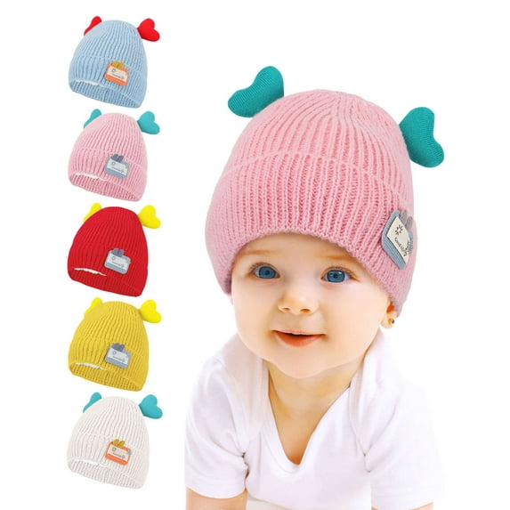 PULLIMORE Toddler Beanie Knit Cap Baby Boys Girls Kids Warm Winter Fleece Lined Hats for 6-18 Months (Yellow)