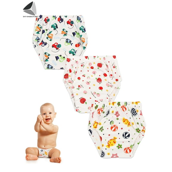 PULLIMORE Toddler Potty Training Pants 3 Pack, Cotton Training Underwear for 1-3Y Kids Boys and Girls (Size 100)