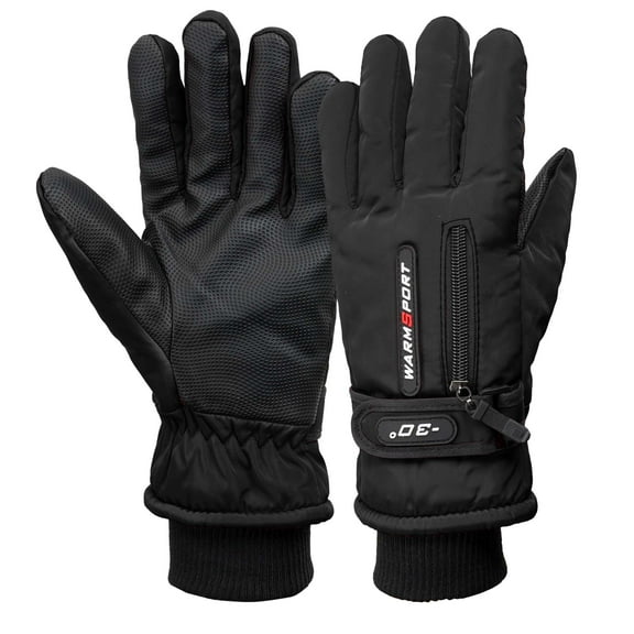 PULLIMORE Touchscreen Ski Gloves, Waterproof Winter Gloves for Men & Women with Grip & Zip Pocket