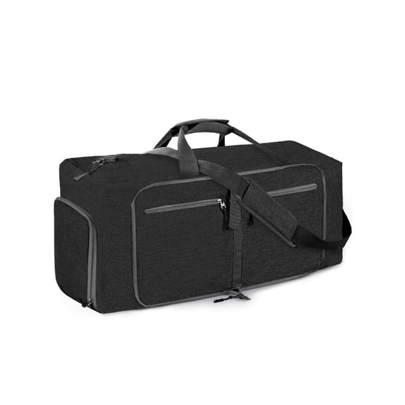 PULLIMORE Travel Duffle Bag for Women Men - 85L Foldable Duffel Bag with Shoes Compartment,Overnight Bags Waterproof & Tear Resistant (Black)