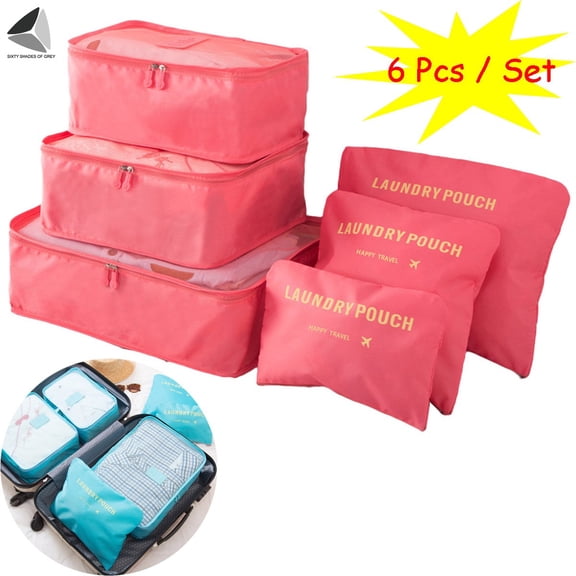 PULLIMORE Travel Storage Bags Waterproof Mesh Packing Cube Luggage Organizer Pouch (Pink)