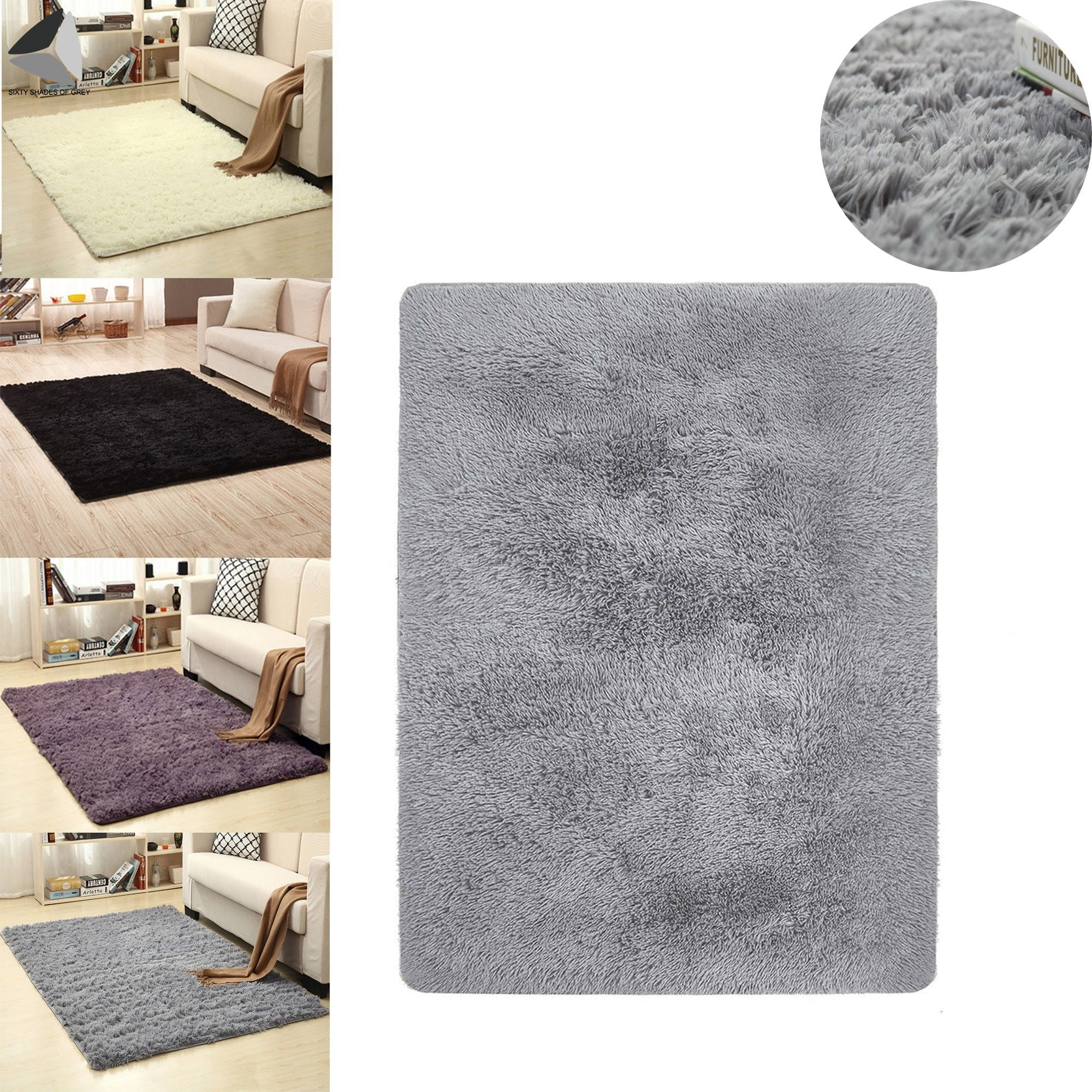 PULLIMORE Ultra Soft Fluffy Rugs Machine Washable Shaggy Area Rug Non ...