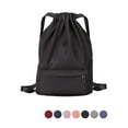 thumbnail image 1 of PULLIMORE Unisex Drawstring Backpack String Bag Sack Water Resistant Nylon for Gym Shopping Sport Yoga (Black), 1 of 8