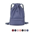 thumbnail image 1 of PULLIMORE Unisex Drawstring Backpack String Bag Sack Water Resistant Nylon for Gym Shopping Sport Yoga (Blue), 1 of 8