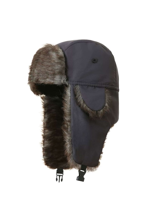 Unisex Thermal Trapper Hat, Windproof Faux Fur Lined Ushanka Winter Hat with Ear Flaps