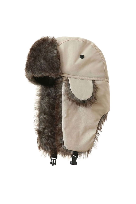 Unisex Thermal Trapper Hat, Windproof Faux Fur Lined Ushanka Winter Hat with Ear Flaps