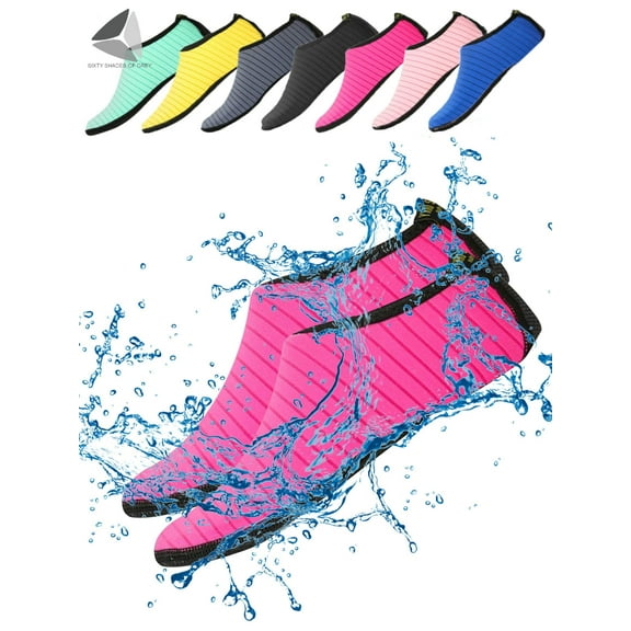 PULLIMORE Water Skin Sports Shoes Barefoot Quick-Dry Aqua Beach Yoga Stripe Socks Slip-on For Men Women Kids "Rose Red,M"