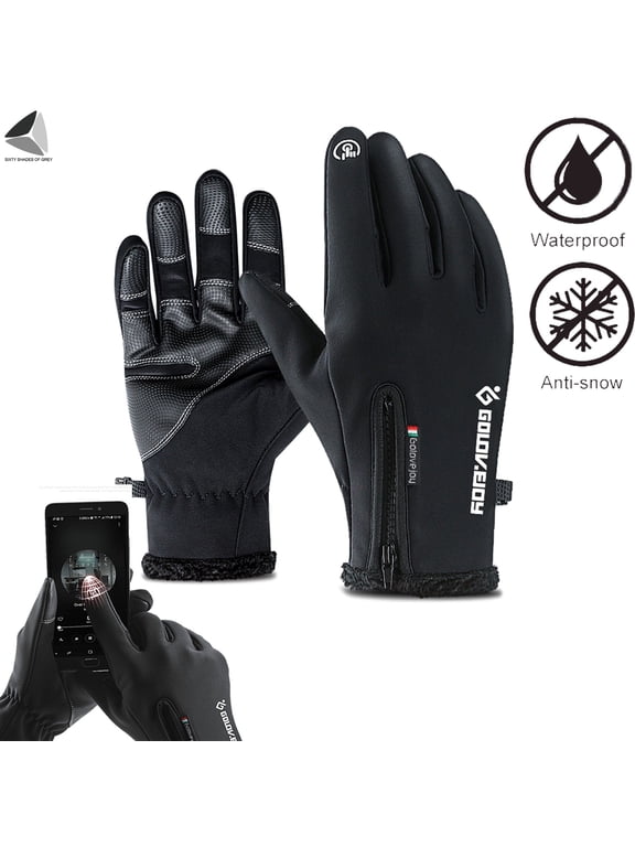 Winter Warm Gloves for Men Women Waterproof Touchscreen Gloves Non-Slip Mittens for Skiing Driving Cycling Running (2XL, Black)