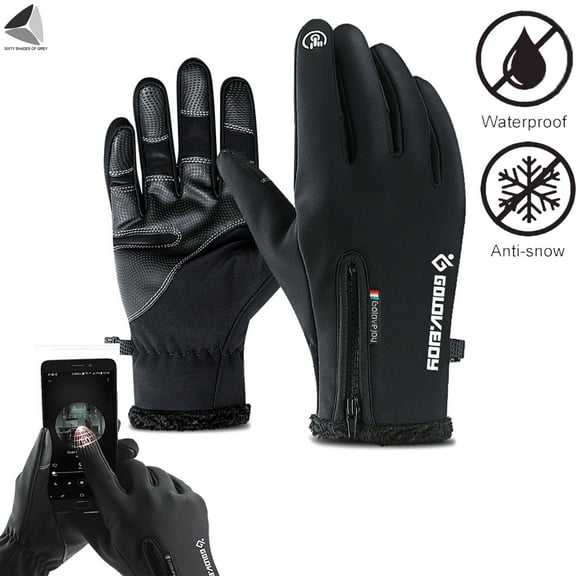 PULLIMORE Winter Warm Gloves for Men Women Waterproof Touchscreen Gloves Non-Slip Mittens for Skiing Driving Cycling Running (M, Black)