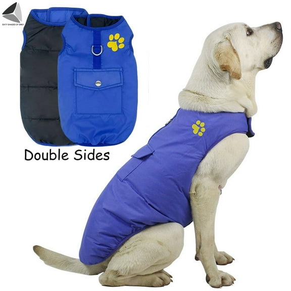 PULLIMORE Winter Windproof Dog Coats Double Sided Waterproof Padded Dog Warm Jackets for Small Medium Large Dogs (S, Blue)