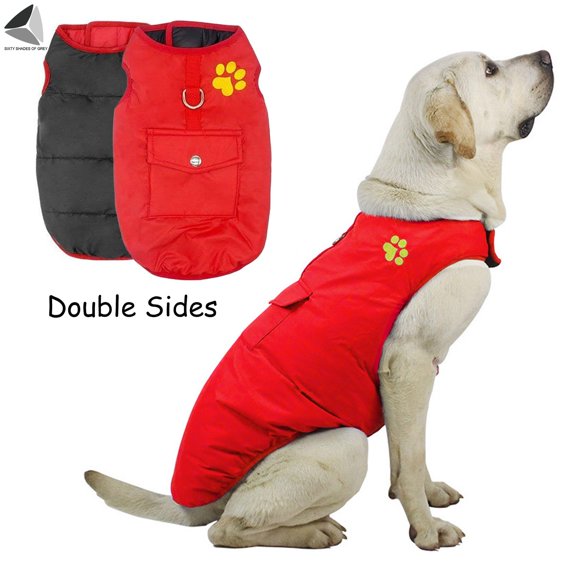 PULLIMORE Winter Windproof Dog Coats Double Sided Waterproof Padded Dog Warm Jackets for Small Medium Large Dogs (XS, Red)
