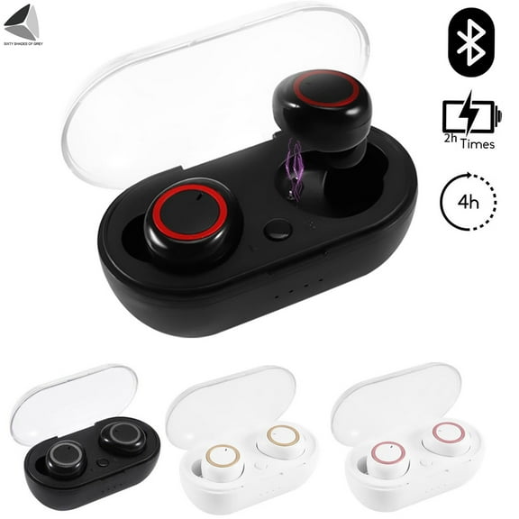 PULLIMORE Wireless Earbuds Bluetooth 5.0 Headphone TWS True Stereo Headset with Charging Box (White + Pink）